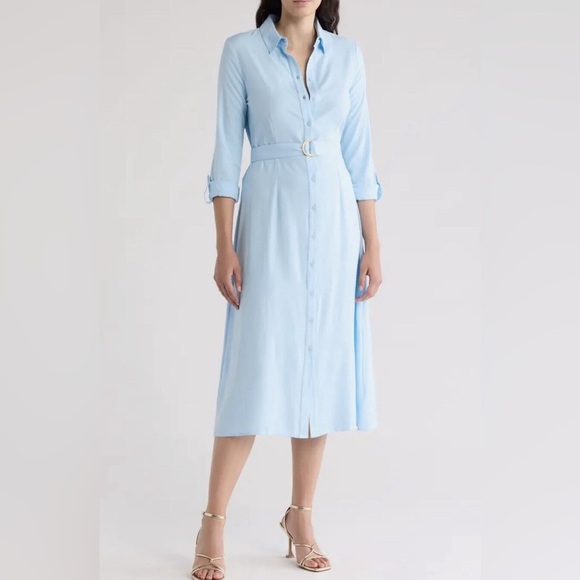 Rachel Parcell Blue Buttoned Shirt Dress - Picture 1 of 4
